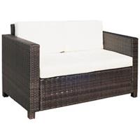Outsunny Rattan Wicker 2-seat Sofa Loveseat Padded Garden Furniture Brown
