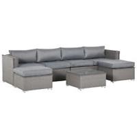 Outsunny 5PC PE Rattan Corner Sofa Set Outdoor Conservatory Furniture w/ Cushion