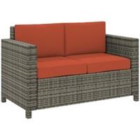 Outsunny Rattan Wicker 2-seat Sofa Loveseat Padded Garden Furniture Grey