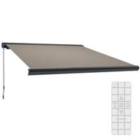 Outsunny DIY Retractable Canopy with Remote Controller for Patio, Light Grey