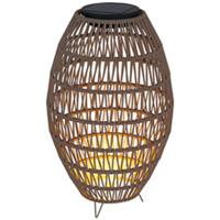 Outsunny Rattan Solar Lamp, Auto On/Off Garden Lantern, Dark Brown
