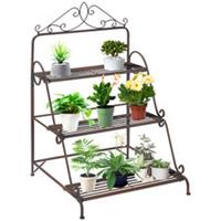 Outsunny 3 Tier Metal Plant Stand, Flower Pot Display Shelf Indoor & Outdoor
