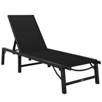 Outsunny Folding Sun Lounger, 5-Position Adjustable Sun Sunbed, Black