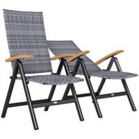 Outsunny Outdoor Folding Dining Chair, Dining Chair, Light Grey