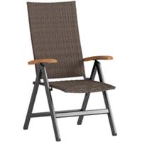 Outsunny Outdoor Folding Rattan Chair, Dining Chair, Brown