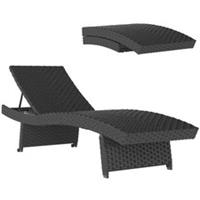 Outsunny PE Rattan Sun Lounger with 4-Level Adjustable Backrest, Black