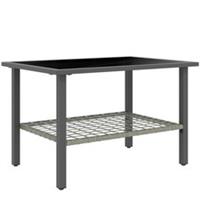 Outsunny Outdoor Rattan Coffee Table, Rectangular Tea Side Table, Mixed-grey