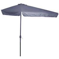Outsunny 2.3m Half Round Parasol Garden Sun Umbrella Metal w/ Crank Grey
