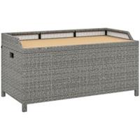 Outsunny Rattan Outdoor Storage Bench with Aluminium Frame, Grey