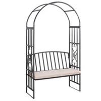 Outsunny Garden Arbor Arch Metal Bench Padded Seat Outdoor Decoration Patio