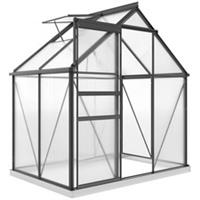 Outsunny Polycarbonate Walk-in Garden Greenhouse w/ Sliding Door Grey
