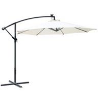 Outsunny 3(m) LED Patio Banana Umbrella Cantilever Parasol w/ Crank, Off-White