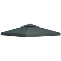 Outsunny 3(m) 2 Tier Gazebo Top Cover, Charcoal, Refurbished