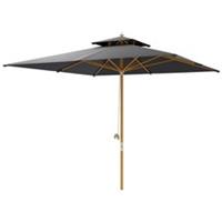 Outsunny 3(m) Wood Square Umbrella Garden Market Parasol Sunshade Black