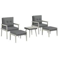 Outsunny 5 Pieces Rattan Patio set with Acacia Wood Top Coffee Table
