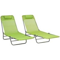 Outsunny Foldable Reclining Chair w/ Headrest, Green, Refurbished
