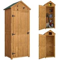 Outsunny Wooden Garden Storage Shed Brown, Refurbished