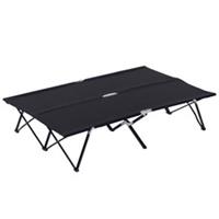 Outsunny Double Camping Folding Cot Black, Refurbished