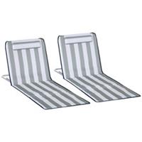 Outdoor Beach Mat Chair Set Grey, Refurbished