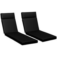 Set of 2 Lounger Cushions w/ Ties Black, Refurbished