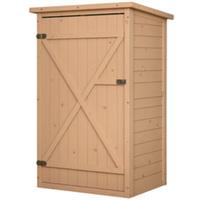 Outsunny Garden Shed Storage w/ 2 Shelves Natural, Refurbished