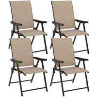 Outsunny Folding Chair w/ Mesh Fabric Brown, Refurbished