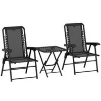 Outsunny 3pcs Folding Garden Bistro Set, Black, Refurbished