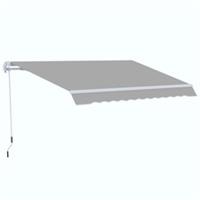 Outsunny 4x2.5m Light Grey Manual Awning w/ Handle, Refurbished