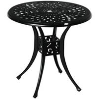 Outsunny 78cm Round Garden Dining Table w/ Parasol Hole Black, Refurbished