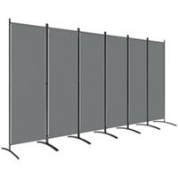 Outsunny Garden Privacy Screen Foldable 6 Panel Room Divider, Dark Grey