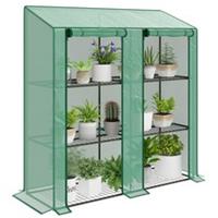 Outsunny Mini Green House with 3 Tier Shelves, 151H x 143W x 46Dcm, Green