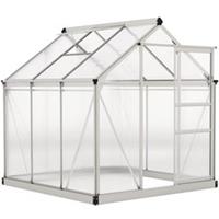 Outsunny 6x6ft Walk-In Polycarbonate Greenhouse Plant Grow Aluminium Frame