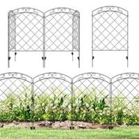 Outsunny 4PC Steel Garden Fencing 43in x11.4ft Border Edging (Black), Refurbishe