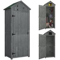 Outsunny Wooden Garden Storage Shed Tool Storage Box, 77 x 54 x 179 cm, Grey