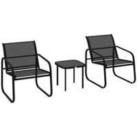 Outsunny Garden Bistro Set, Metal Garden Furniture Set with Mesh Chairs