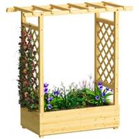 Outsunny Raised Bed for Garden with Trellis, 110 x 44 x 113 cm, Natural