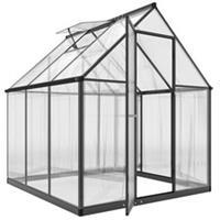Outsunny Polycarbonate Greenhouse Garden Green House with Rain Gutter, Black