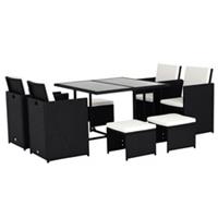 Outsunny 8 Seater Cube Rattan Garden Dining Set with Cushions, Black