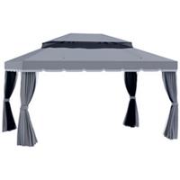 Outsunny 3x4m 2-Tier Gazebo Aluminium Garden Marquee Party Tent Dark Grey