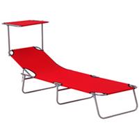 Outsunny Folding Chair Sun Lounger w/ Sunshade Garden Recliner Hammock Red