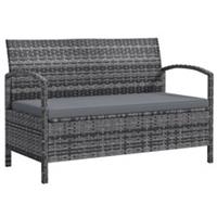 Outsunny Rattan Garden Bench w/ 125L Storage, Cushioned Outdoor Bench, Grey