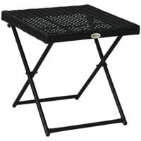 Outsunny Folding Square Rattan Coffee Table w/ Steel Frame Bistro Garden Black