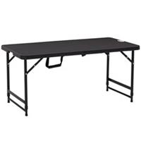 Outsunny Foldable Outdoor Dining Table for 4, Height Adjustable Steel Legs