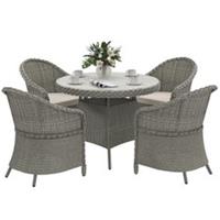 Outsunny Rattan Dining Set for 4 with Cushions and Umbrella Hole, Grey