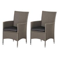 2 Pieces Rattan Garden Chairs, Patio Dining Chairs with Cushions, Grey