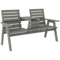 Outsunny Convertable 3-Seater Wood Bench Table Garden w/ Armrests Grey