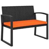Outsunny 2 Seater Rattan Garden Bench with Cushion, Steel Frame, Orange