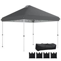 Outsunny 3x3 m Pop Up Gazebo w/ Wheels, One-Touch Party Tent, Dark Grey