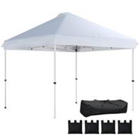 Outsunny 3x3 m Pop Up Gazebo w/ Wheels, One-Touch Party Tent, White