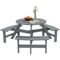 Outsunny 6 Person Fir Wood Table Bench Set Outdoor Garden Patio, Grey